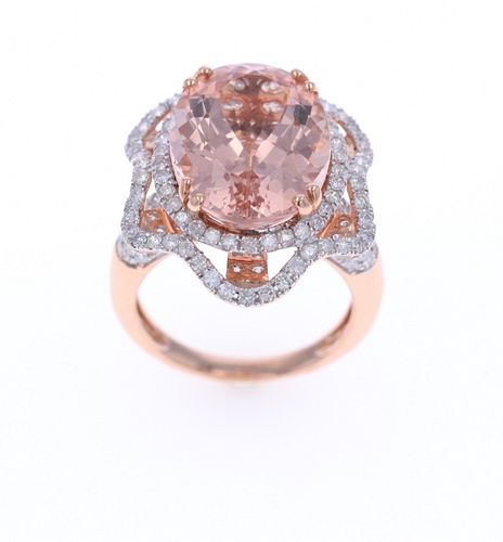Elegant Morganite Diamond & 14k Rose Gold Ring