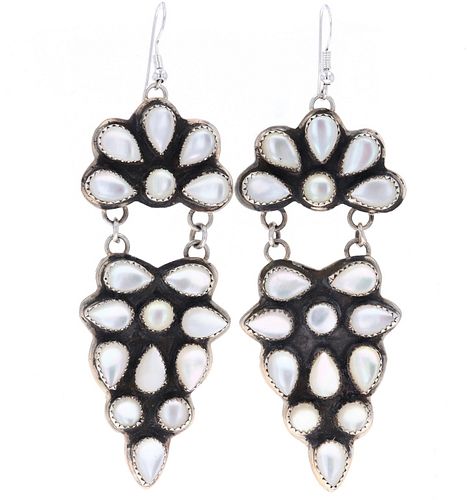 Navajo H.Tsosie Sterling Silver & Opal Earrings