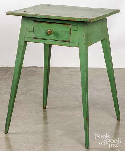 Painted pine one-drawer stand, 19th c.