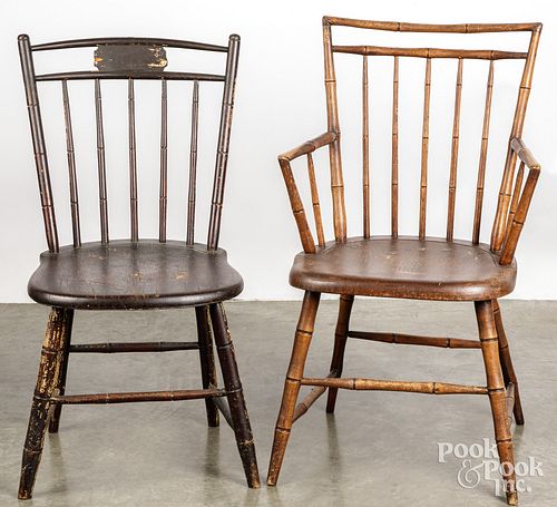 Two rodback Windsor chairs, 19th c.