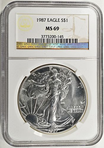 1987 AMERICAN SILVER EAGLES NGC MS 69