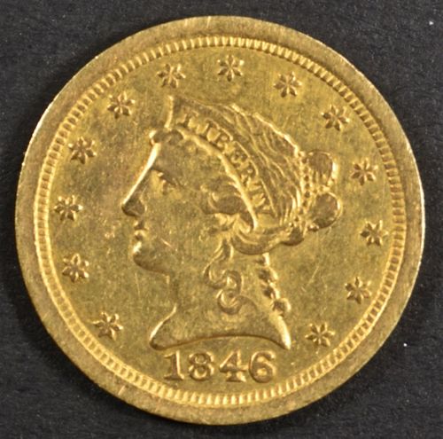 1846-O $2.50 GOLD LIBERTY CH AU