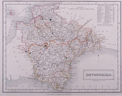 Sidney Hall Map of Devonshire Print
