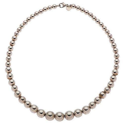 Tiffany & Co. Sterling Silver Graduated Bead Necklace  