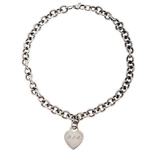 Tiffany & Co. Sterling Silver Link Necklace with Tiffany & Co. Heart 