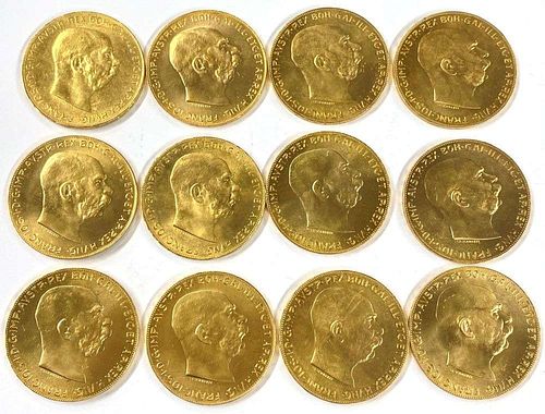 Dozen Vintage High Grade PL 1915 Austrian Gold 100 Corona