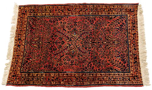 Persian Sarouk Handwoven Wool Rug W 3' 5.5'' L 4' 11''