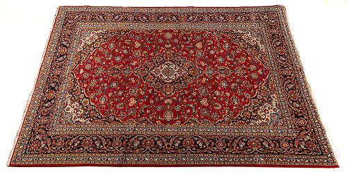 Persian Kashan Handwoven Wool Rug, W 9' L 13' 2''
