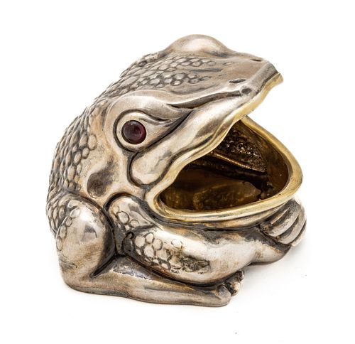 Imperial Russian Faberge Silver Frog Box, Rappoport Workmaster, H 2.1'' W 3'' L 2.7'' 2.7t oz