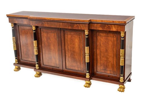 Baker Furniture (American) Stately Holmes Collection Mahogany Sideboard, H 35'' W 75'' Depth 18''