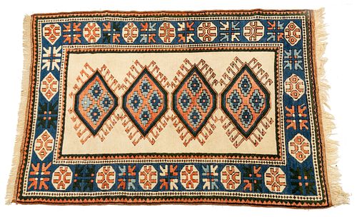 Turkish Handwoven Wool Rug, W 4' 2'' L 5'