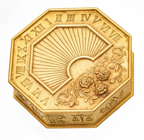 Tiffany & Co. (France) 18kt Yellow Gold Box, H 0.5'' Dia. 1.7'' 47g