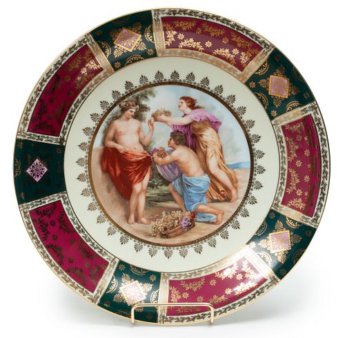 Royal Vienna (Austrian) Painted Porcelain Plaque, Allegorical Scene, Dia. 13''