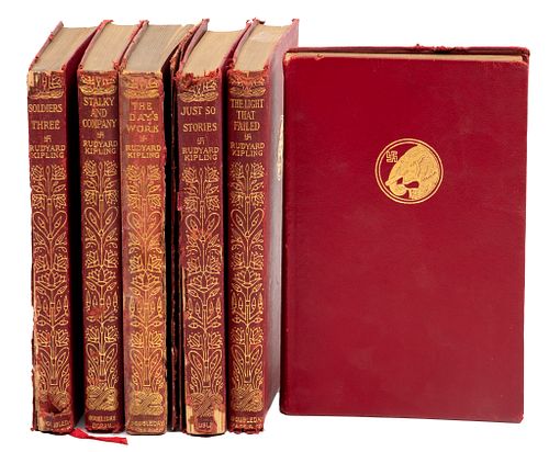 Rudyard Kipling Book Collection, Doubleday, Page And Co., Ca. 1924, H 7.25'' W 4.75'' 6 pcs