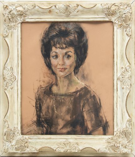 Artis Lane (American, B. 1927) Pastel On Paper, Portrait Of A Lady, H 19'' W 15''