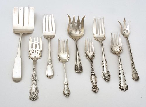 Old Newbury Crafters Sterling Silver Serving Fork +7 Sterling Silver Serving Forks 15t oz 8 pcs