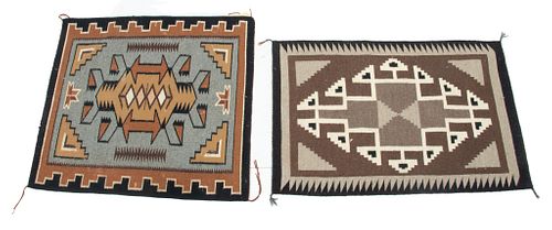 Native American Indian Navajo Handwoven Rugs Group Of Two, W 20'' L 31.5''