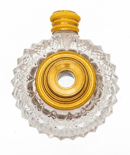 Baccarat (French, Est.1765) Monogular Crystal Perfume-Snuff Bottle, Fitted Telescope, H 2'' Depth 1.6''