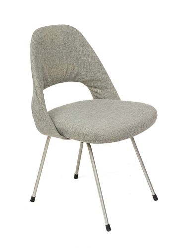 Gray Upholstered & Chromed Steel Chair, H 32'' W 20'' Depth 20''