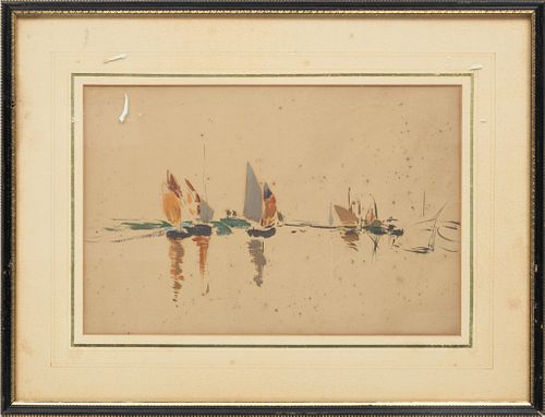Attributed to James Kerr-Lawson (Canadian, 1864-1939) Watercolor On Paper, Abstract Sailboats, H 9'' W 13.5''