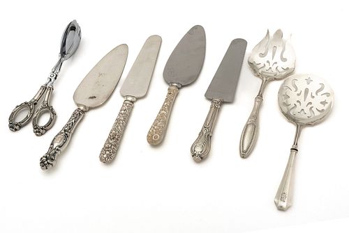 Sterling Hollow Handled Pastry Servers, L 10'' 7 pcs