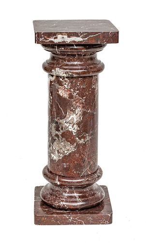 Rouge Marble Pedestal, Ca. 1900, H 2' 1'' W 1' 2''