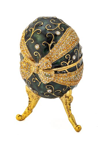 Russian Style Enamel Easter Egg On Three Legs, With Music Box H 5.2''