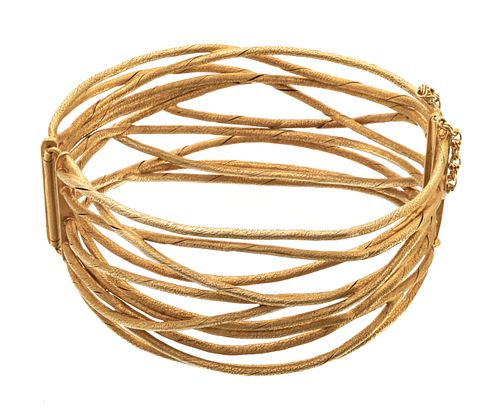 Gold Wide Hinged Bangle Bracelet 43g