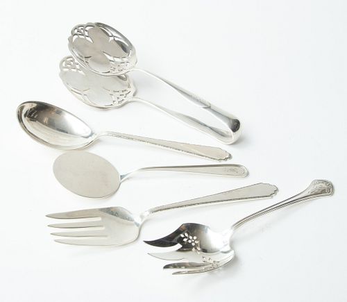 Sterling Silver Serving Forks & Spoons: L 99'' 5 pcs
