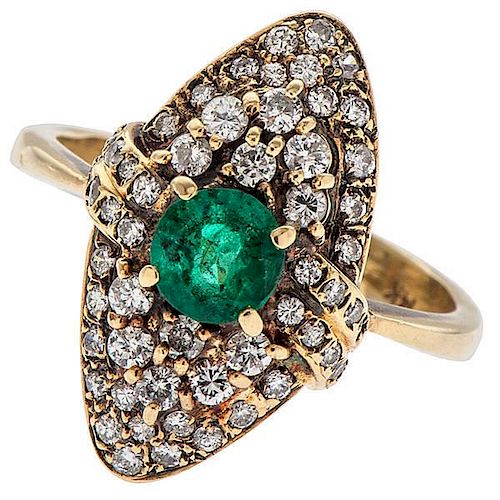 Emerald and Diamond Cluster Ring in 14 Karat 