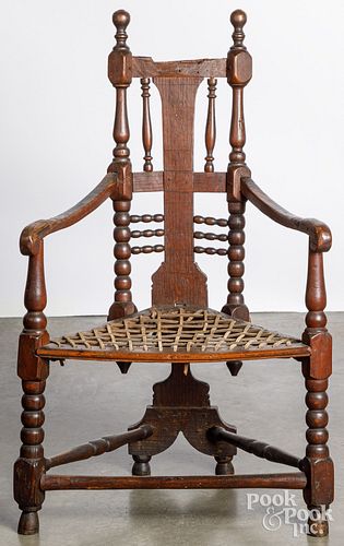 George I oak turners corner chair, early 18th c.
