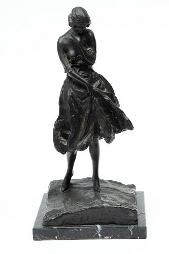 Louis Icart, Editions Paris ,"L' Occident" Bronze Sculpture, Standing Figure H 14'' W 6''