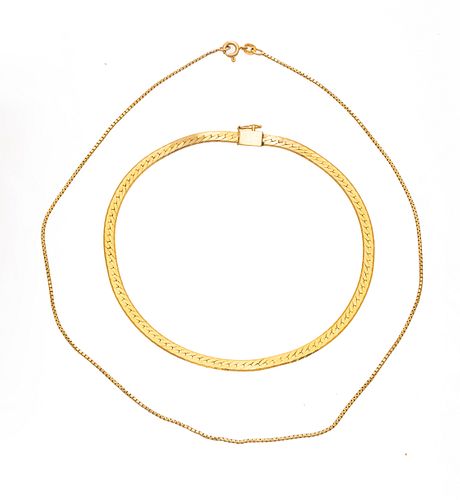 14K Yellow Gold Chains, 11.2g 2 pcs L 15" And 10".