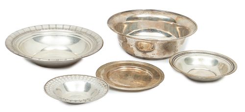 Sterling Silver Bowls & Dishes, Feat. Randahl & Towle, Ca. 1920, H 3'' Dia. 9.25'' 26.36t oz 5 pcs