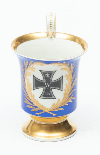 KPM Meissen Porcelain Cup, Maltese Cross H 4.5''