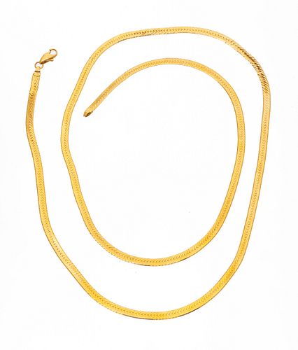 14K Gold Herringbone Chain Necklace L 29.5'' 18g 1 pc