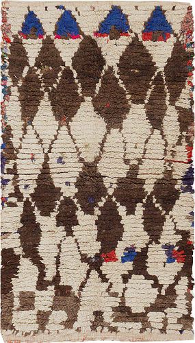 Vintage Moroccan Tribal Beni Ourain Berber Rug 7 ft x 4 ft 3 in (2.13 m x 1.3 m)