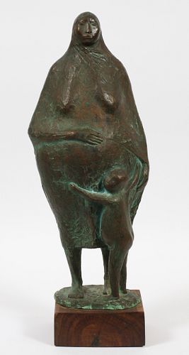 Francisco Zúñiga (Mexican, 1912-1998) Bronze Sculpture, 1960, "Madre Con Nino", H 17'' W 7.5''