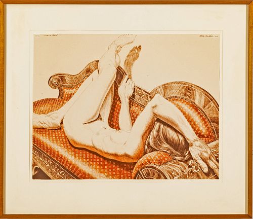 Philip Pearlstein (American, B. 1924) Lithograph In Colors On Paper, 1978, Nude On Chaise, H 17'' W 22''