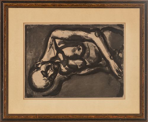 Georges Rouault (FRENCH, 1871-1958) Etching And Aquatint On Paper, Le Dur Métier De Vivre, From Miserere, H 18.75'' W 14.25''