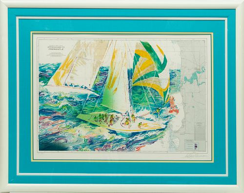 Leroy Neiman (American, 1921-2012) Serigraph In Colors On Wove Paper, 1986, America's Cup, H 26'' W 42.75''