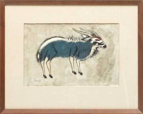 Charles Culver (Michigan, 1908-1967) Pastel On Paper, 1963, Blue Antelope, H 9.25'' W 14''