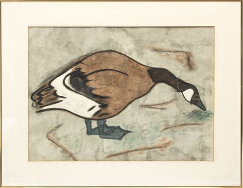 Charles Culver (Michigan, 1908-1967) Pastel & Watercolor On Paper, 1951, Canada Goose, H 17'' W 24''