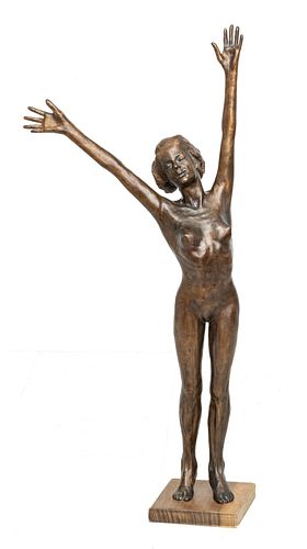 Ventura (20th Century) Bronze Sculpture Standing Nude, H 44'' W 22''