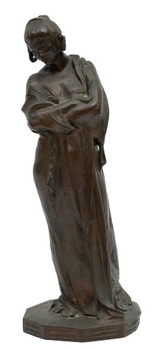 Hermon Atkins MacNeil (American, 1866-1947) Bronze Sculpture, 1912, Standing Woman, H 17'' W 6.5'' L 6.5''