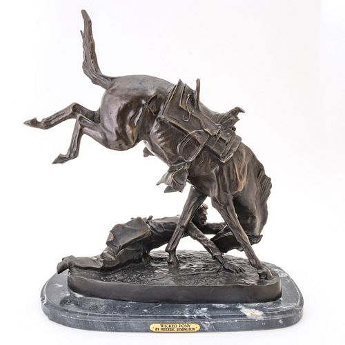 After Frederick Remington Bronze Sculpture Wicked Pony H 21'' W 8'' L 19''