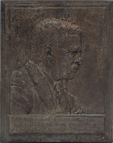 James Earle Fraser (American, 1876-1953) Bronzed Iron Plaque, Ca. 1920, Theodore Roosevelt, H 12.75'' W 10''