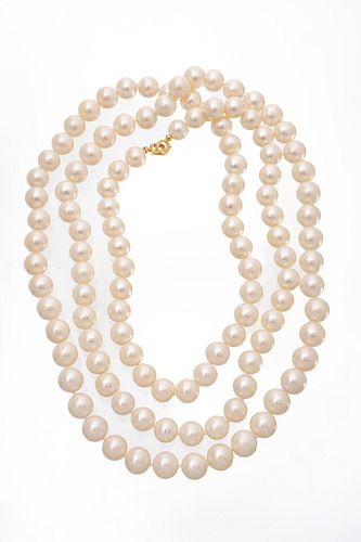 South Sea Pearl (10.5-12mm) Necklace, 18kt Gold & Diamond Clasp, L 50'' 208g