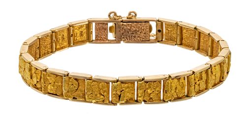 Alaskan 10k Natural Gold Nugget Bracelet L 7.5''