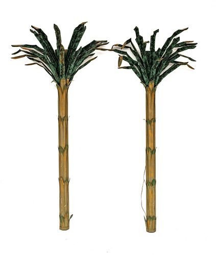 Niermann Weeks (Maryland, Est. 1978) 'Palm Tree' Tole Floor Lamps, H 90'' W 40'' Depth 23'' 1 Pair